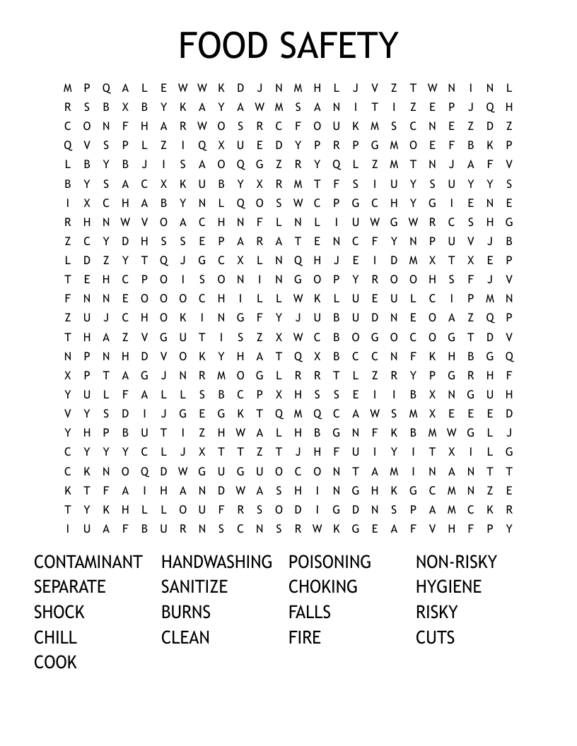 FOOD SAFETY Word Search