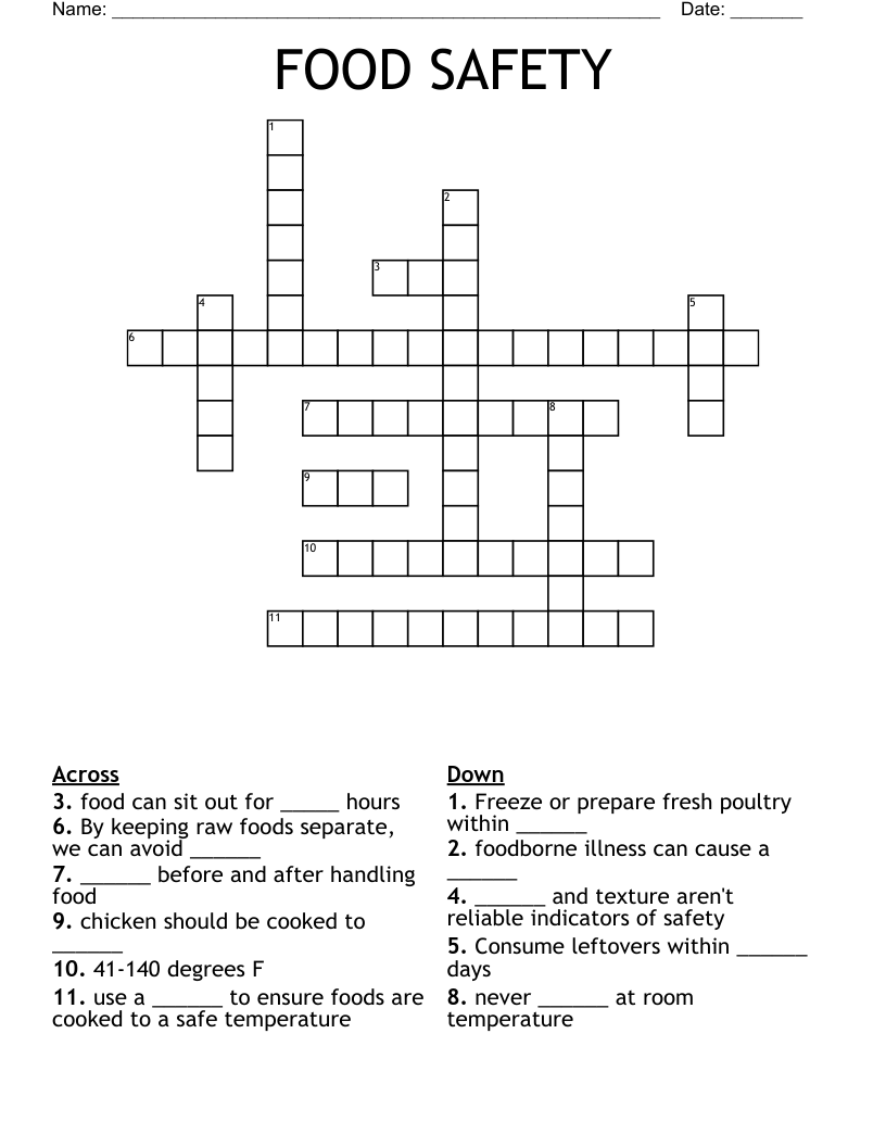FOOD SAFETY Crossword