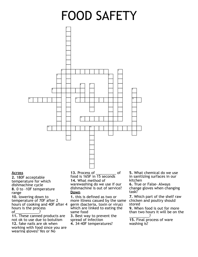 FOOD SAFETY  Crossword