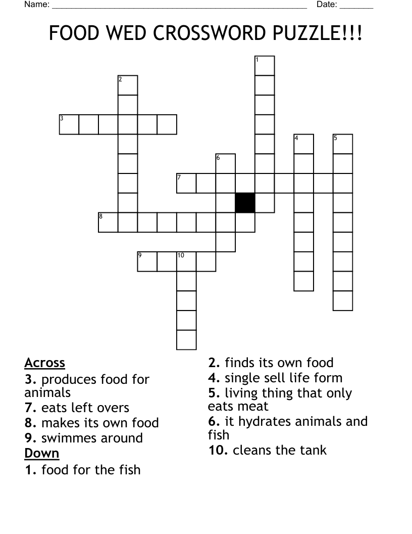 FOOD WED CROSSWORD PUZZLE!!!  