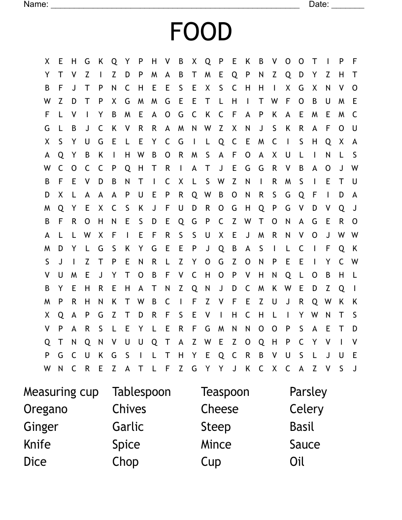 FOOD  Word Search