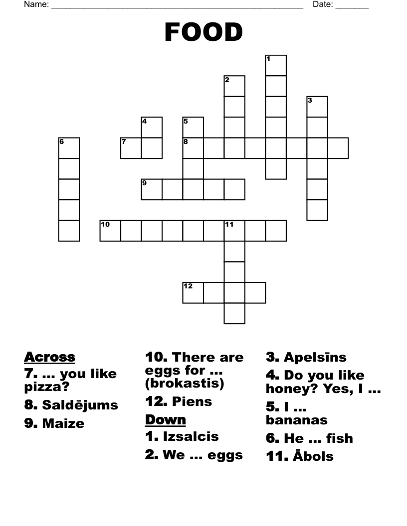 FOOD  Crossword