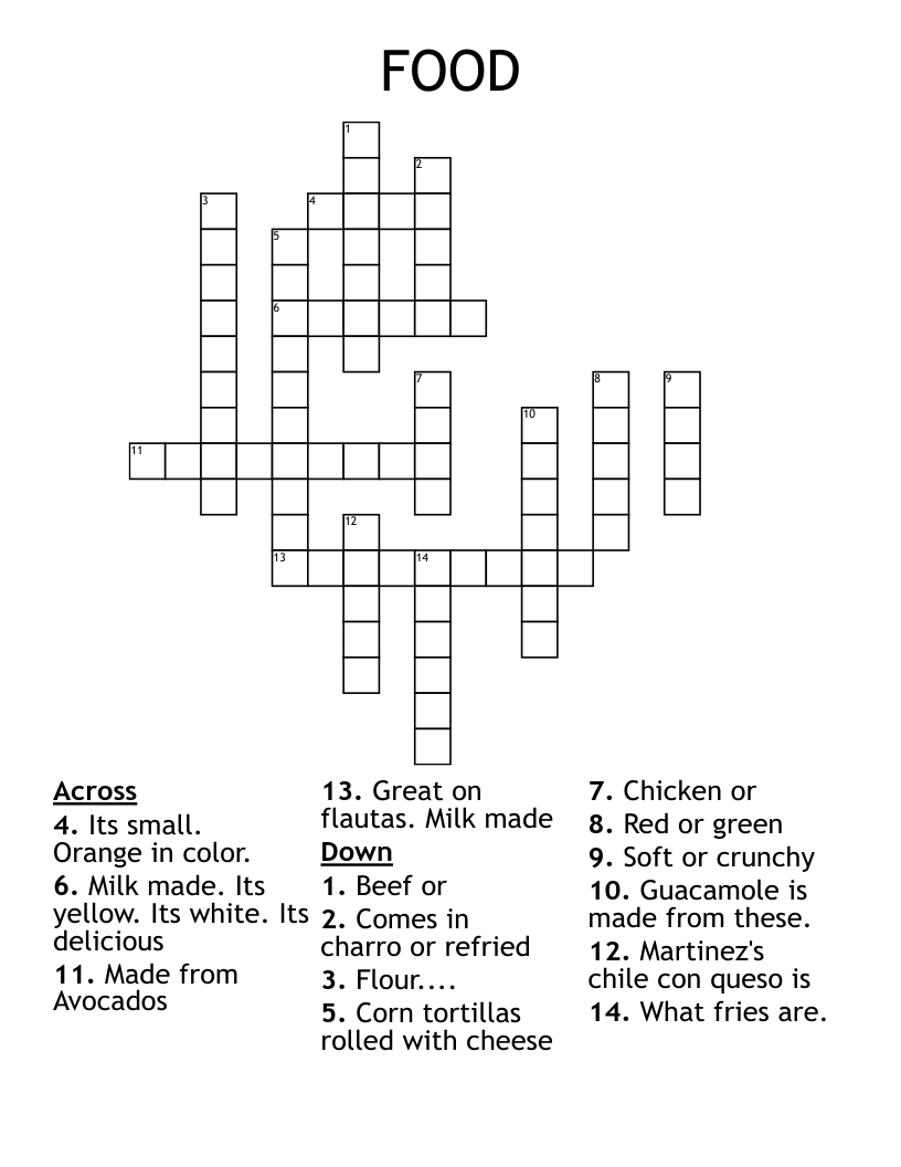 FOOD  Crossword