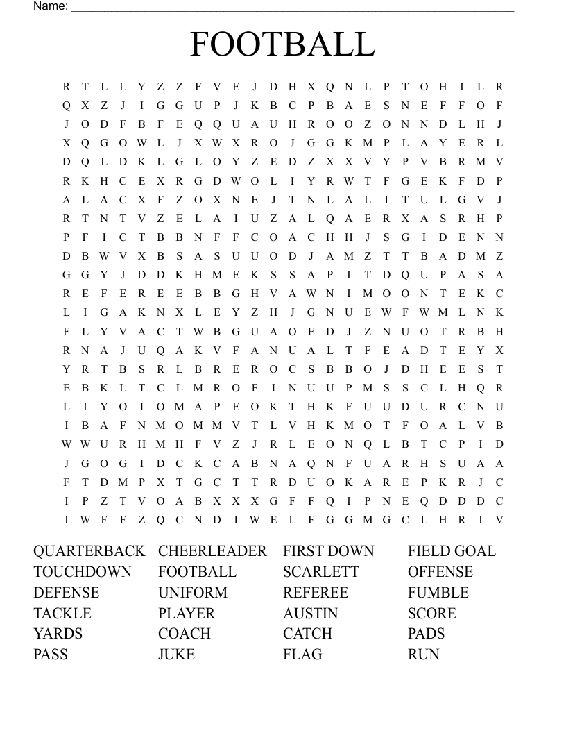 FOOTBALL Word Search
