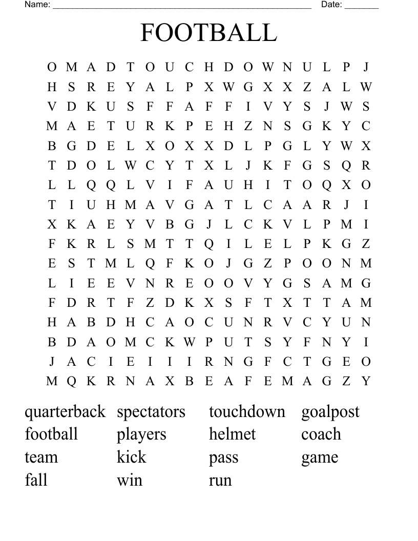 FOOTBALL Word Search