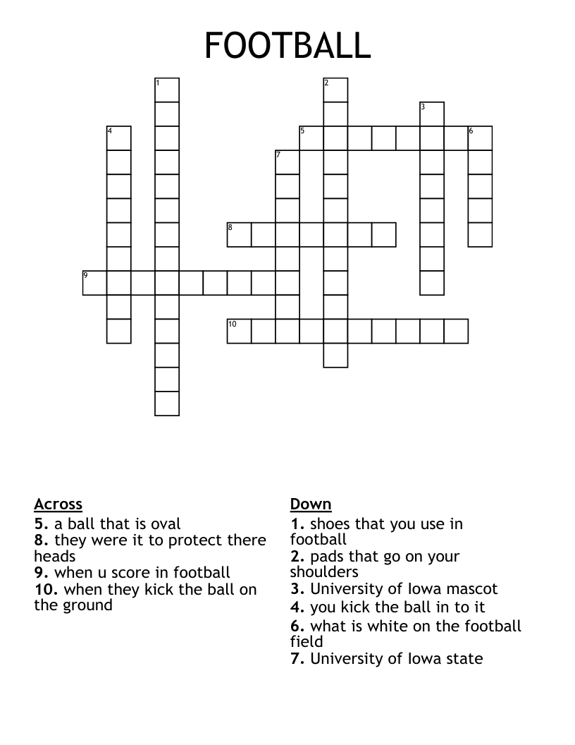 FOOTBALL Crossword