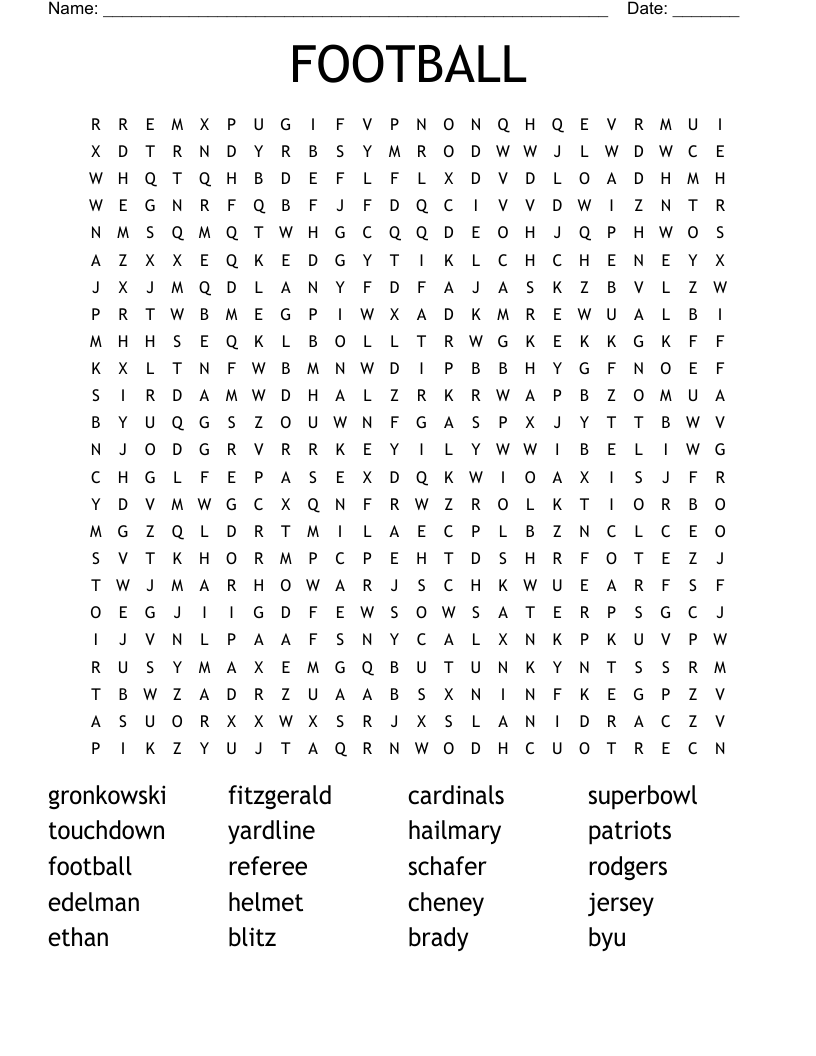 FOOTBALL Word Search
