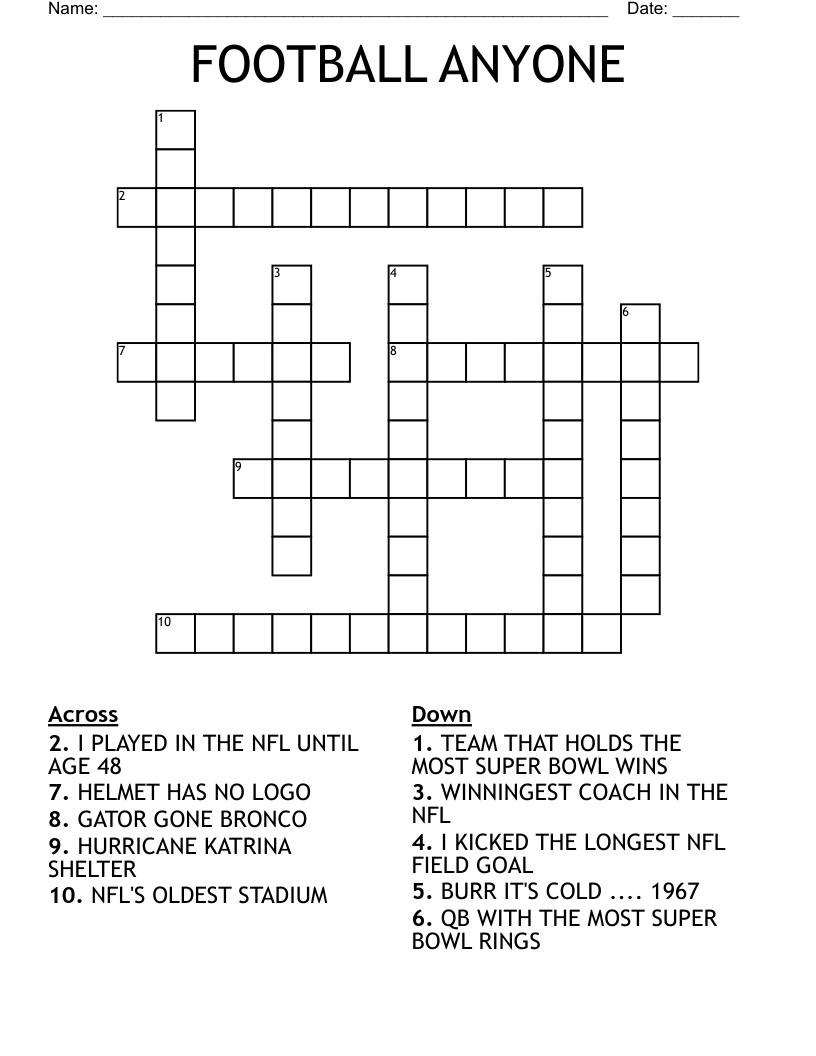 FOOTBALL ANYONE Crossword