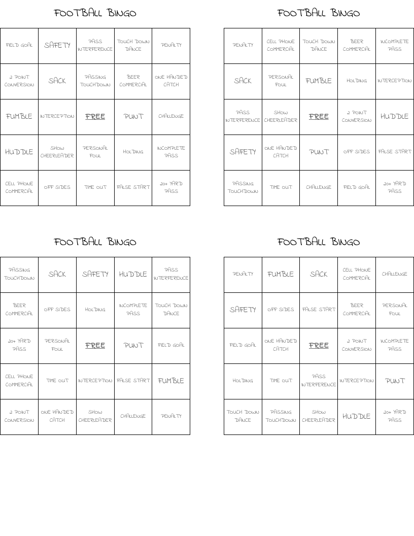 FOOTBALL BINGO