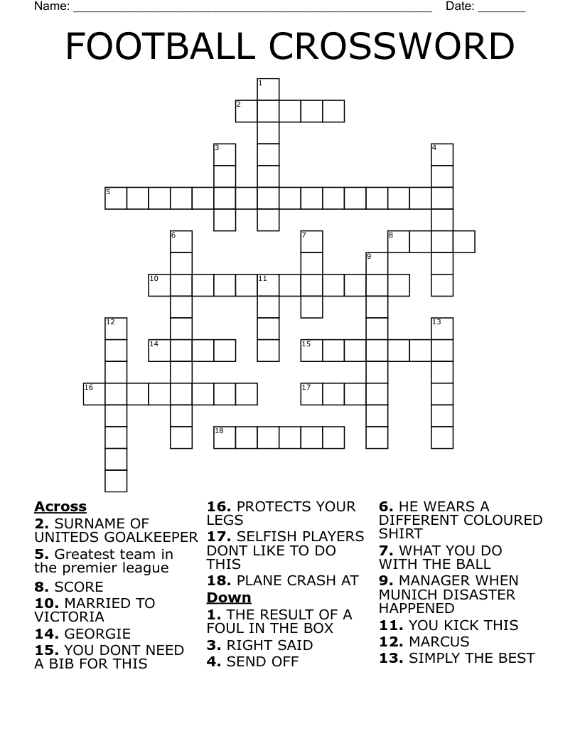 FOOTBALL CROSSWORD