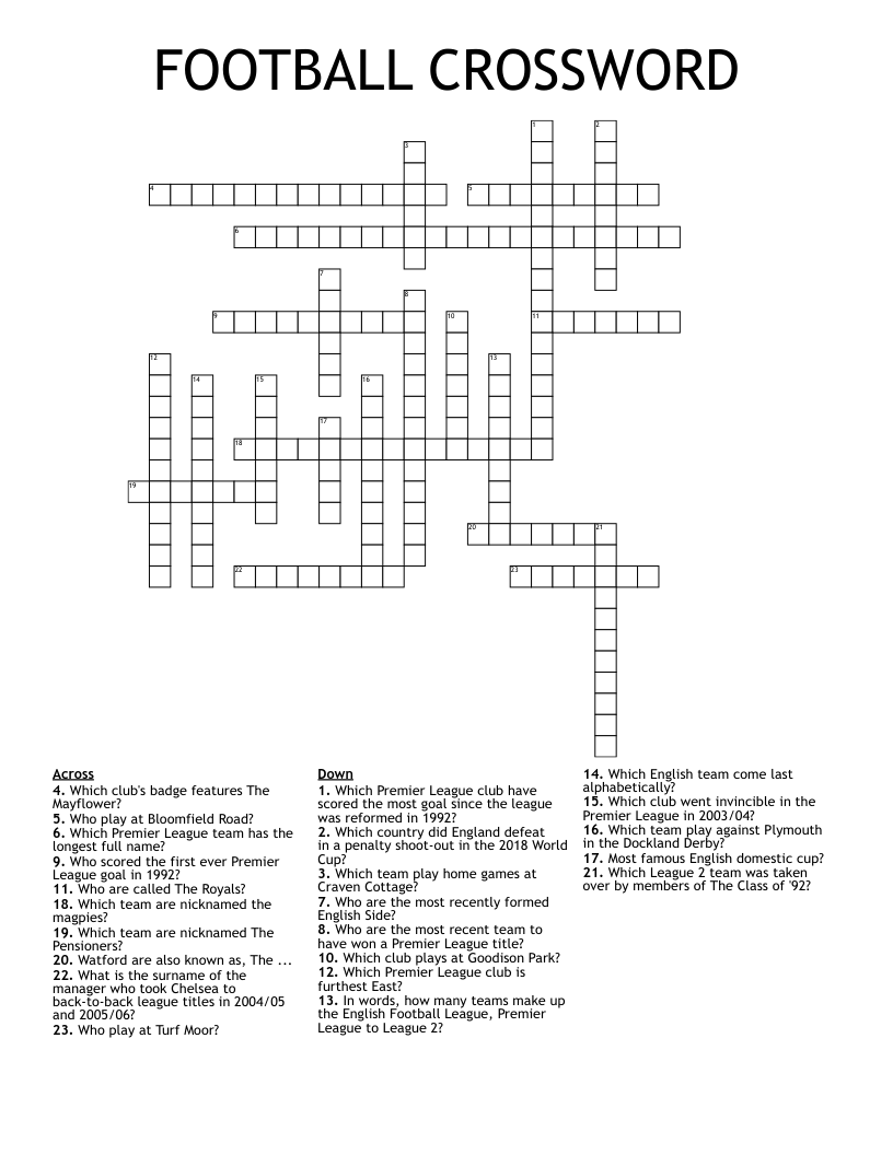 FOOTBALL CROSSWORD