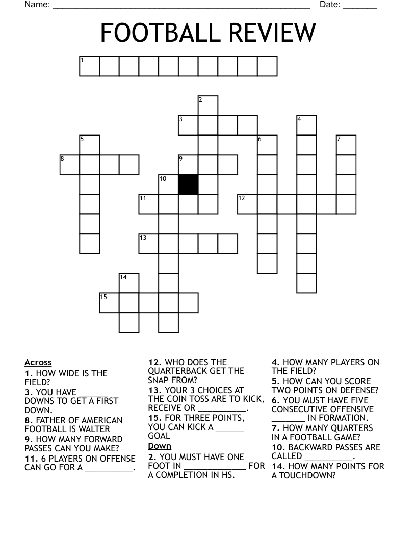 FOOTBALL REVIEW Crossword