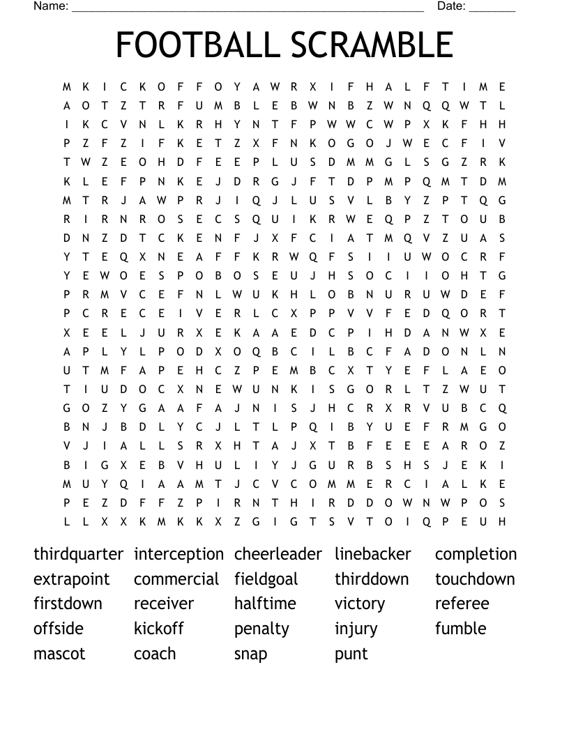 FOOTBALL SCRAMBLE Word Search