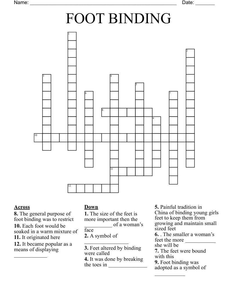 FOOT BINDING Crossword