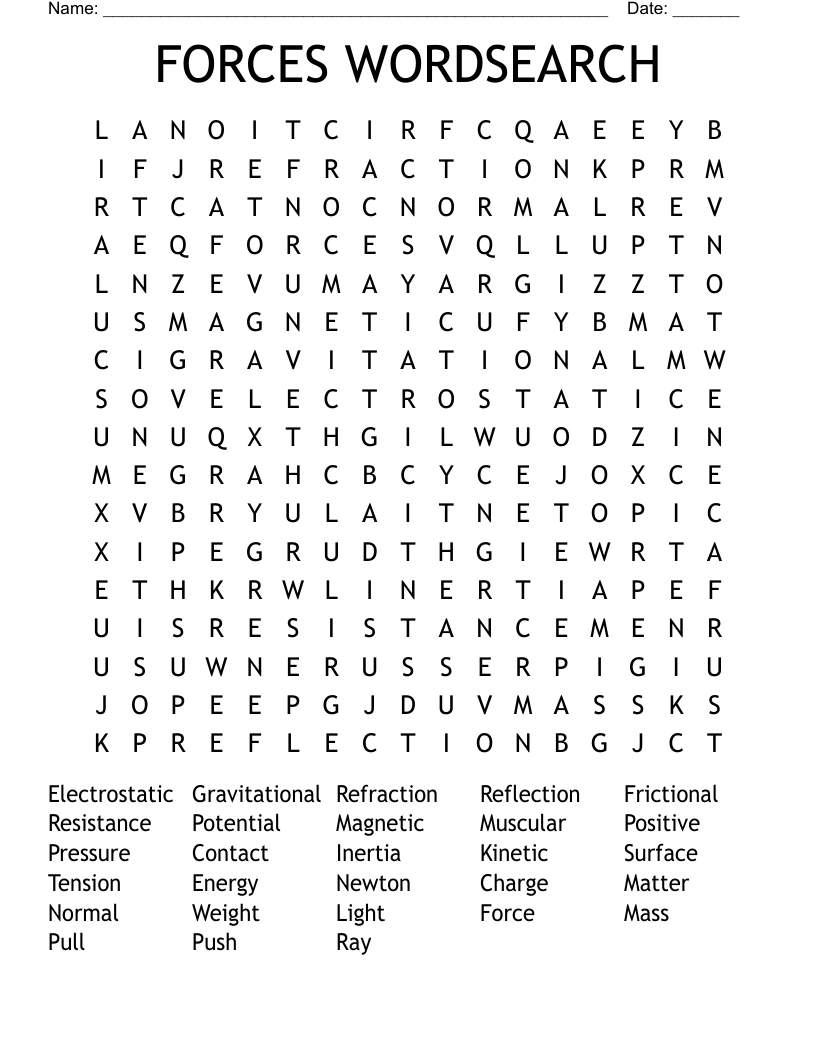 FORCES WORDSEARCH