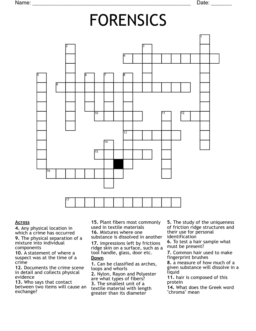 FORENSICS Crossword