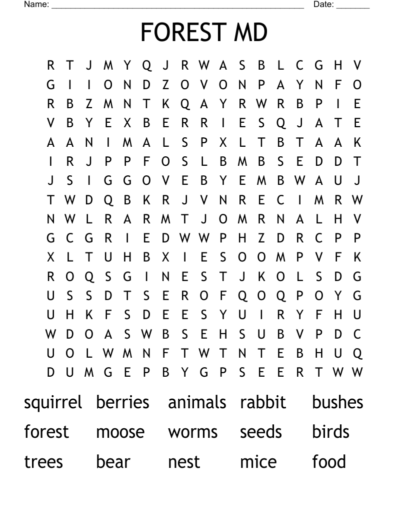 FOREST MD Word Search