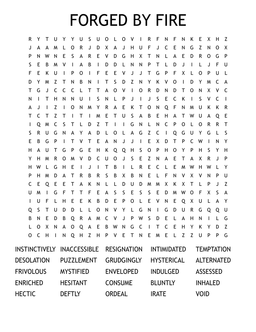 FORGED BY FIRE Word Search