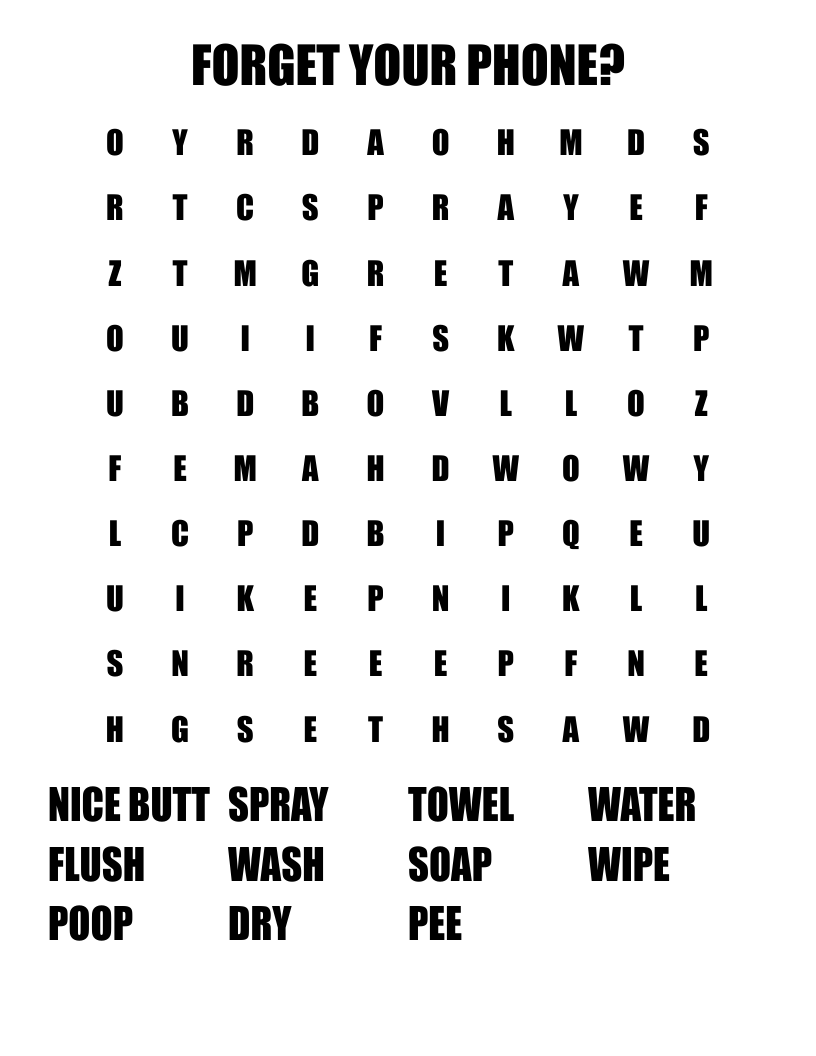 FORGET YOUR PHONE? Word Search
