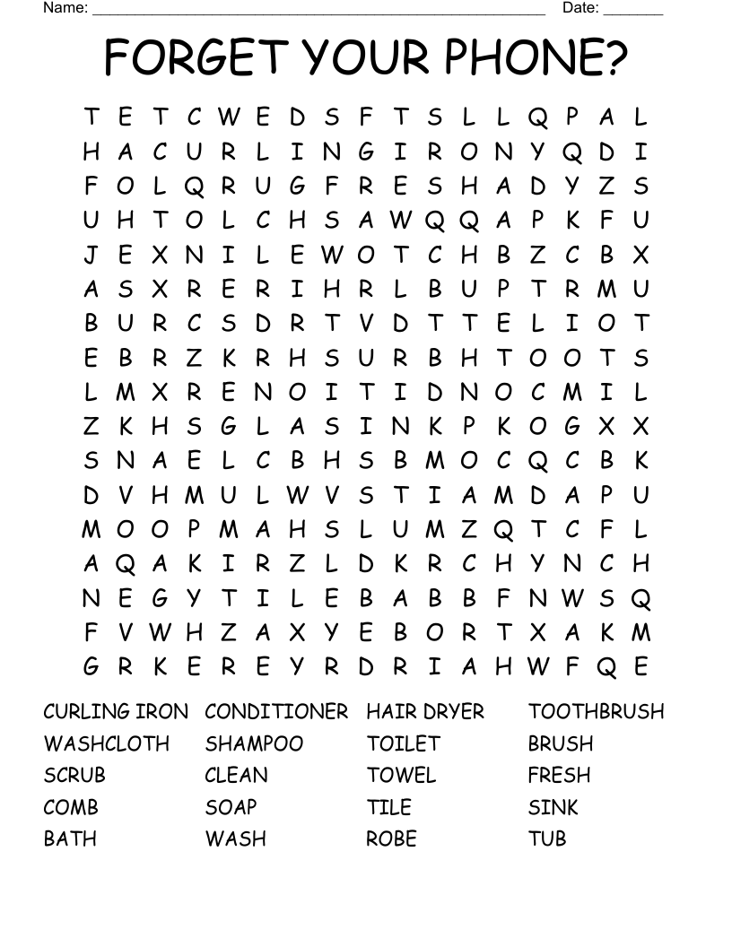 FORGET YOUR PHONE? Word Search