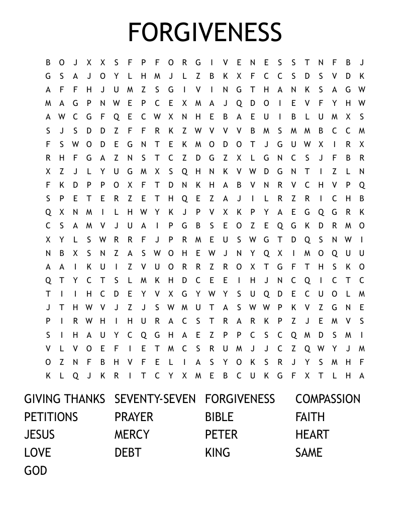 FORGIVENESS Word Search