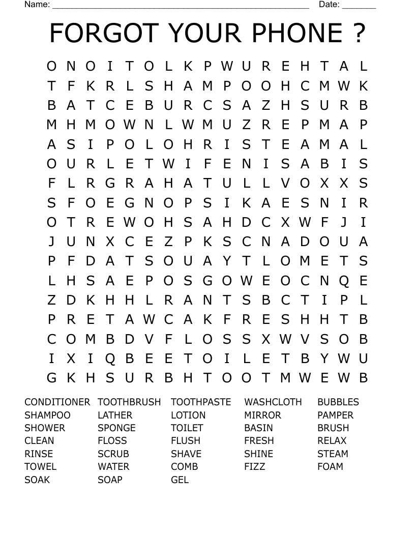 FORGOT YOUR PHONE ? Word Search