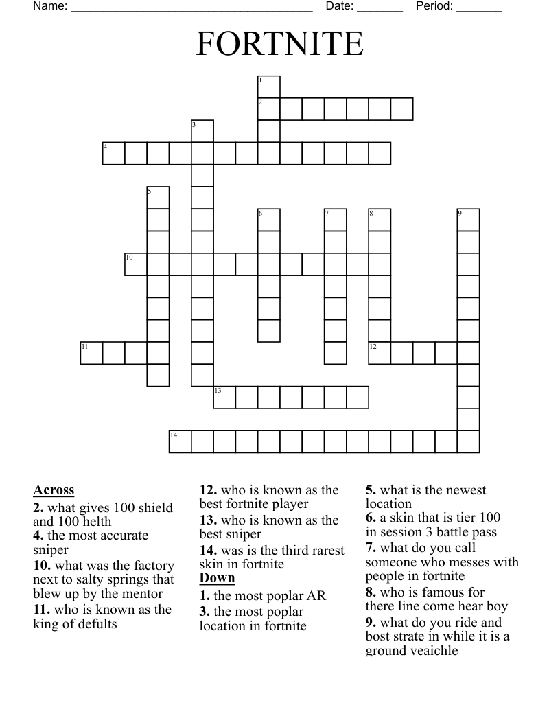 FORTNITE Crossword