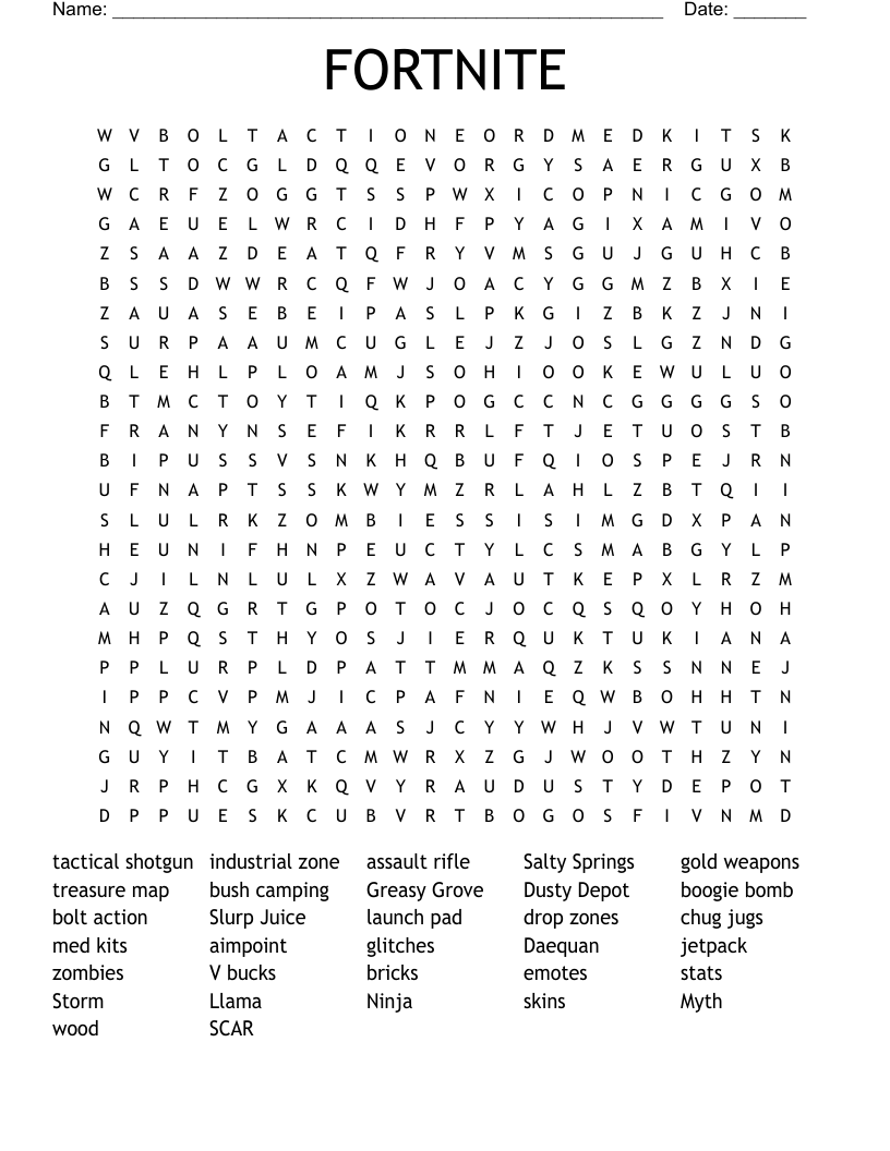FORTNITE Word Search