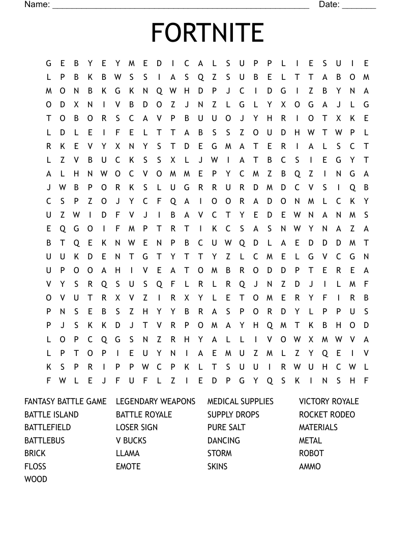 FORTNITE Word Search