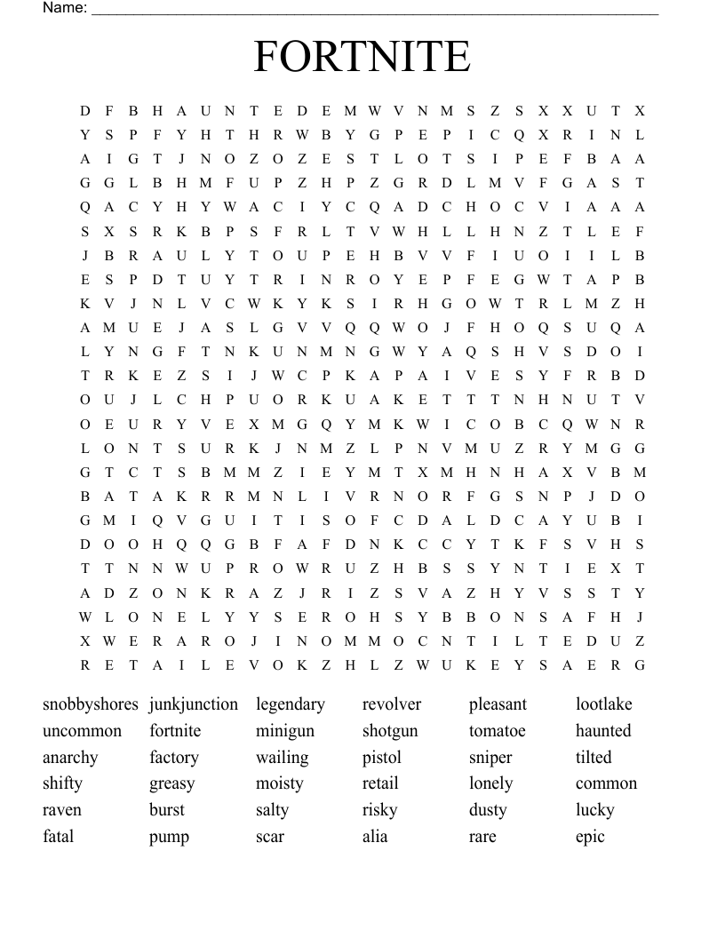 FORTNITE Word Search