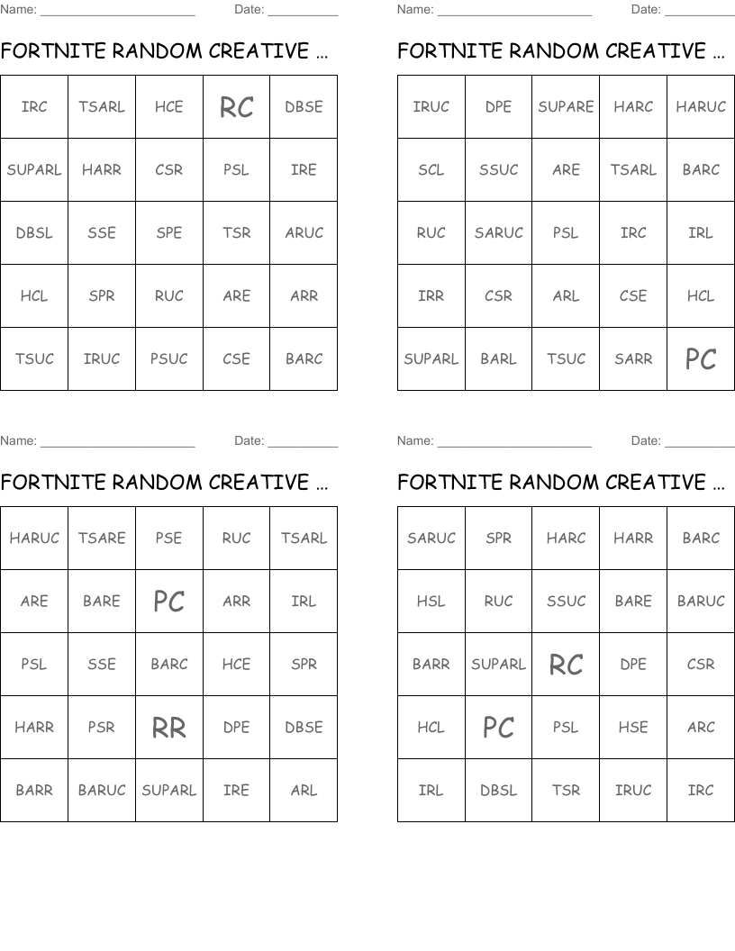 FORTNITE RANDOM CREATIVE LOADOUT AND BINGO