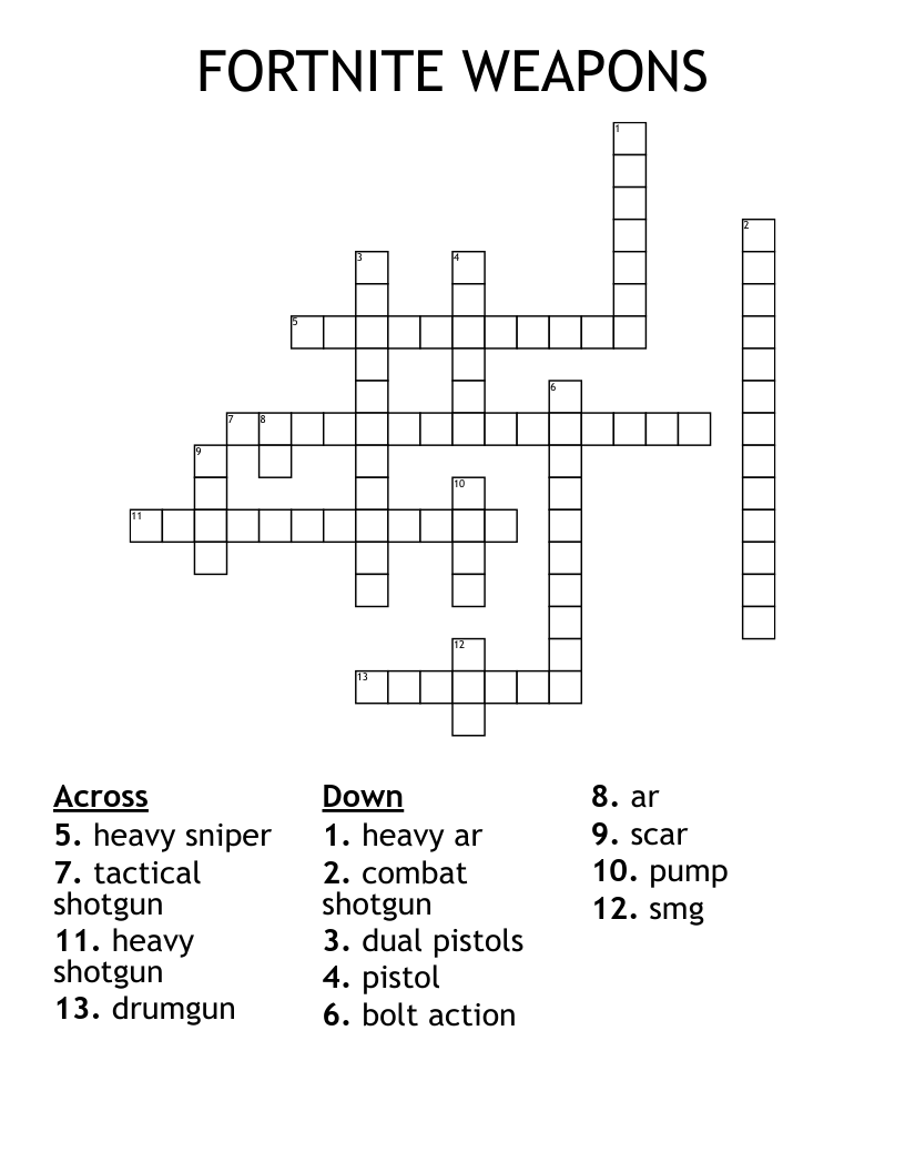 FORTNITE WEAPONS  Crossword