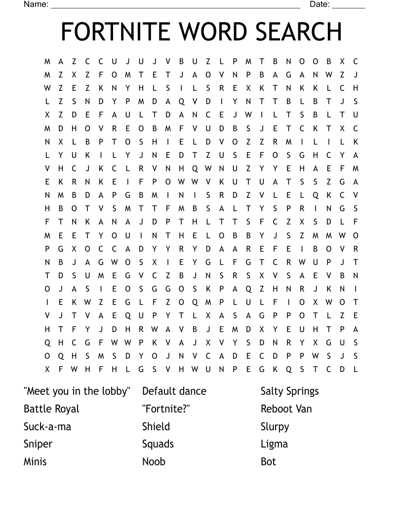 FORTNITE WORD SEARCH