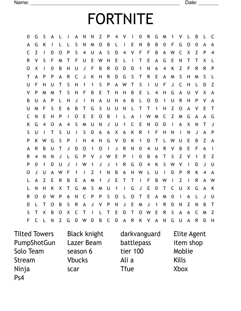 FORTNITE  Word Search