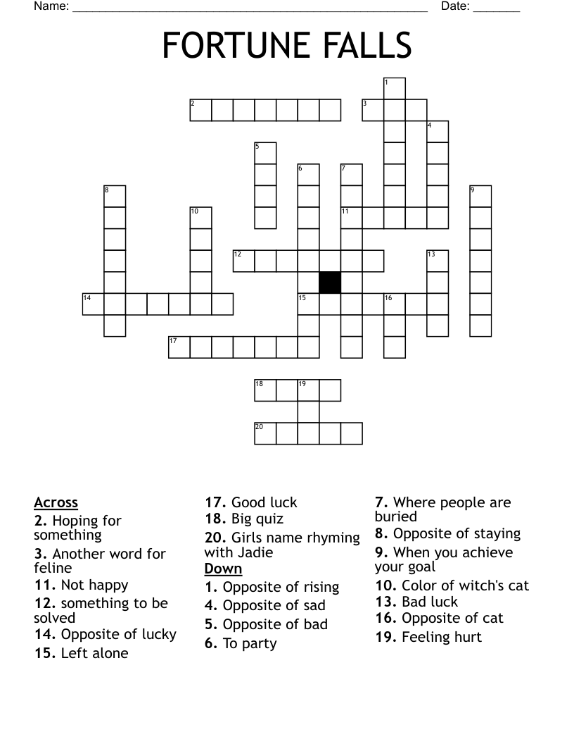 FORTUNE FALLS Crossword