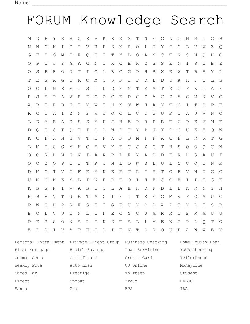 FORUM Knowledge Search Word Search