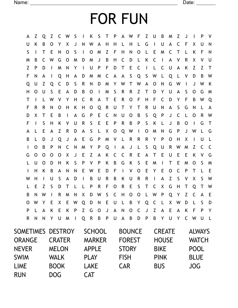 FOR FUN Word Search