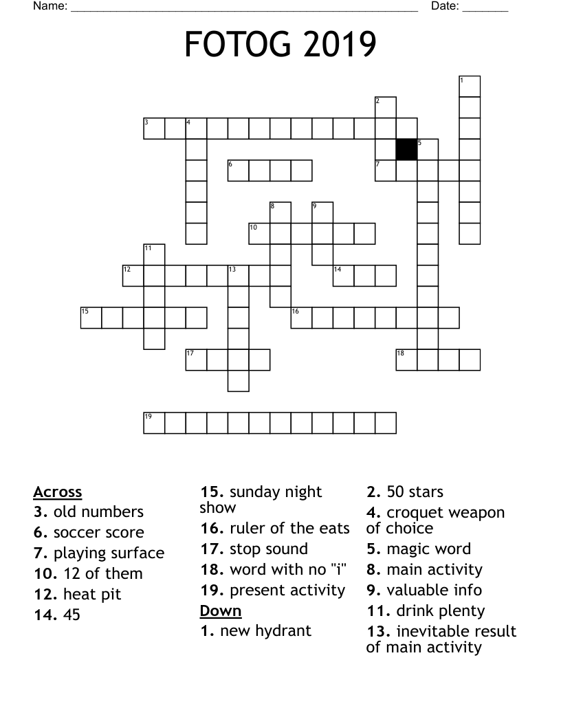 FOTOG 2019 Crossword