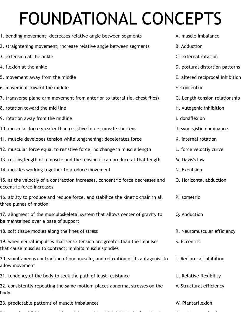 FOUNDATIONAL CONCEPTS Worksheet