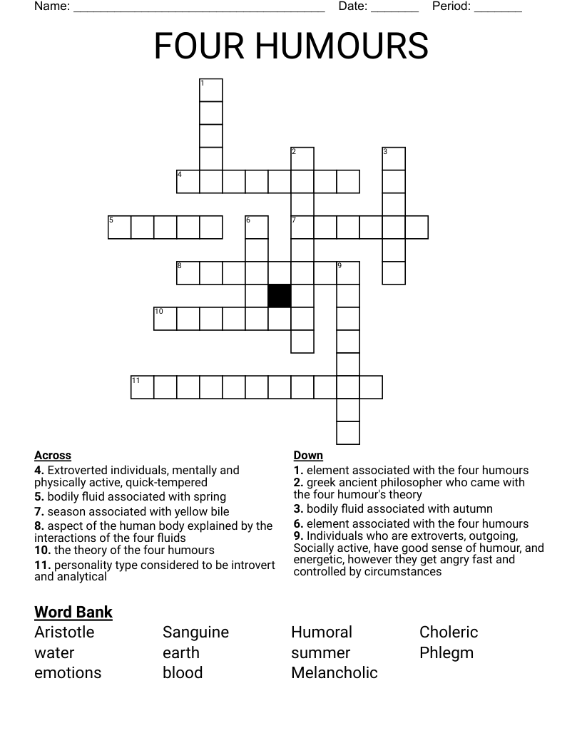 FOUR HUMOURS Crossword