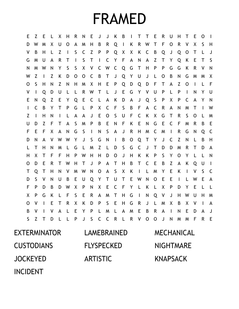FRAMED Word Search