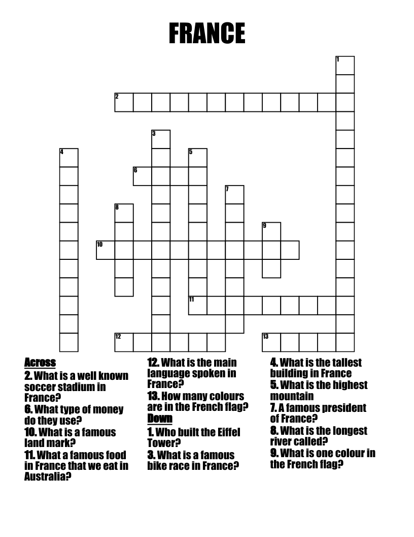FRANCE Crossword