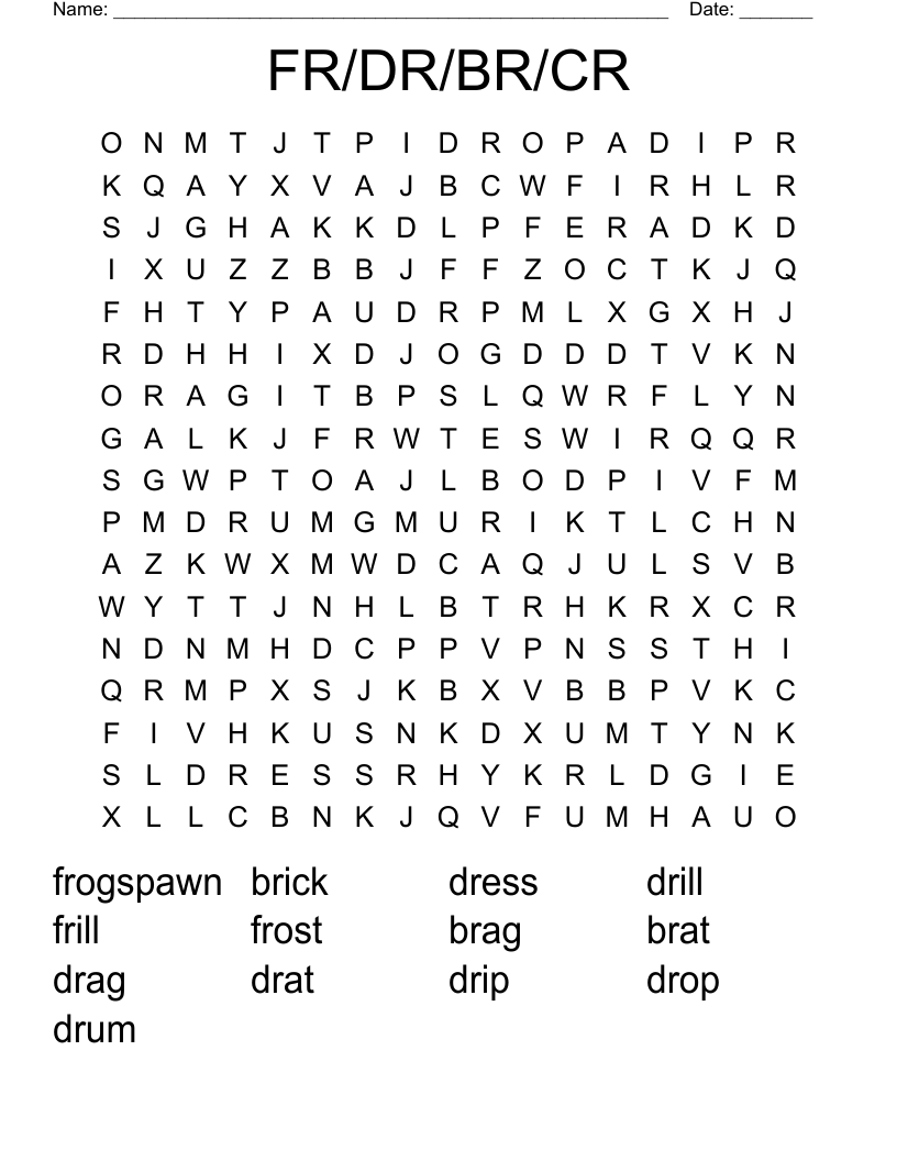 FR/DR/BR/CR Word Search