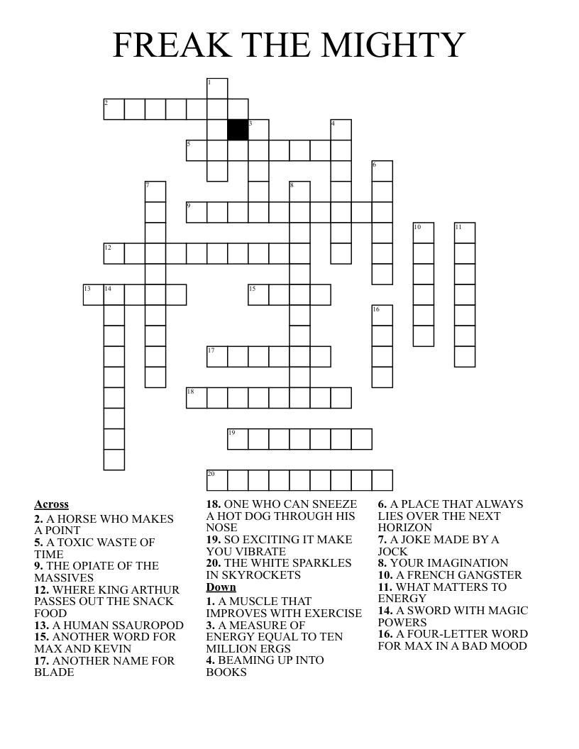 FREAK THE MIGHTY Crossword