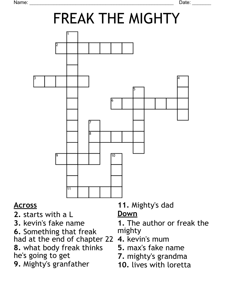 FREAK THE MIGHTY Crossword