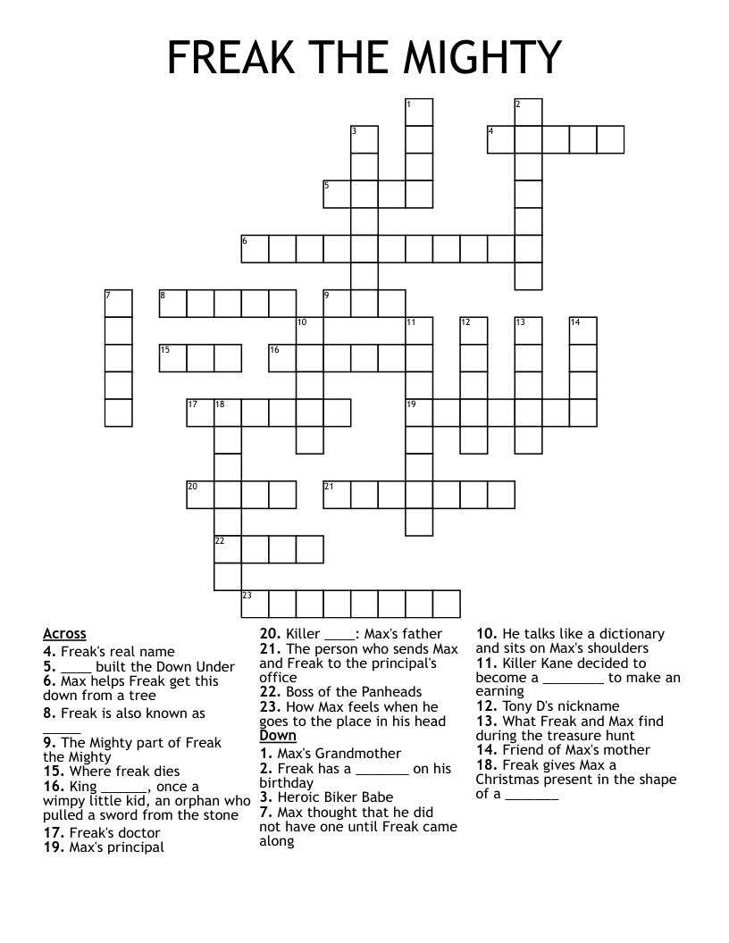 FREAK THE MIGHTY Crossword