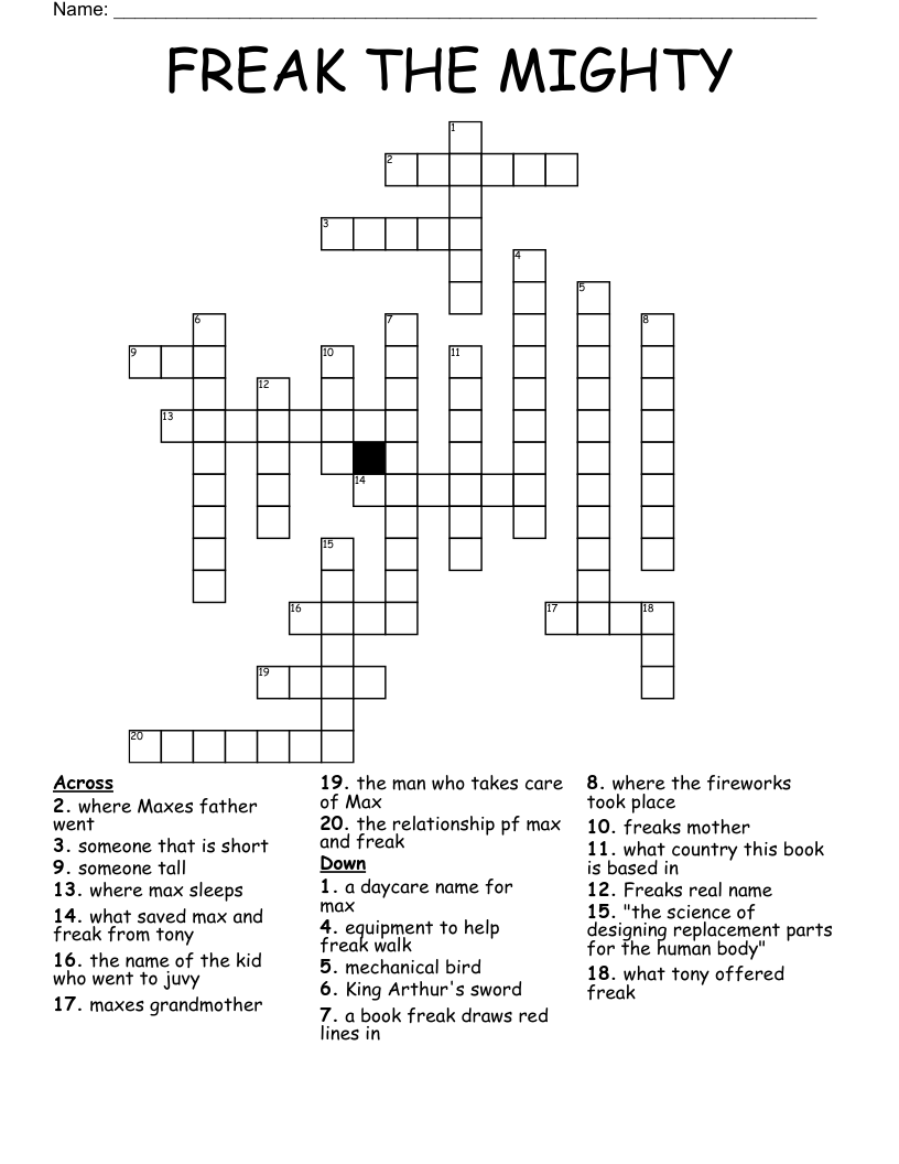 FREAK THE MIGHTY Crossword