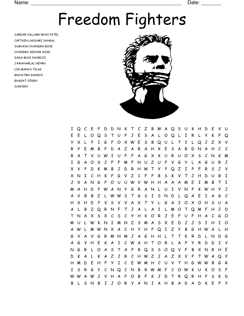 Freedom Fighters Word Search