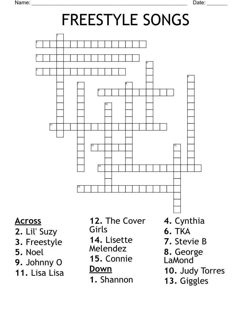 FREESTYLE SONGS Crossword