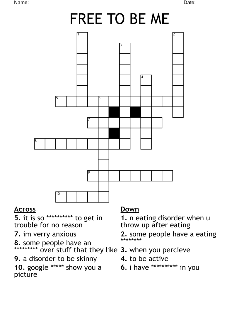 FREE TO BE ME Crossword
